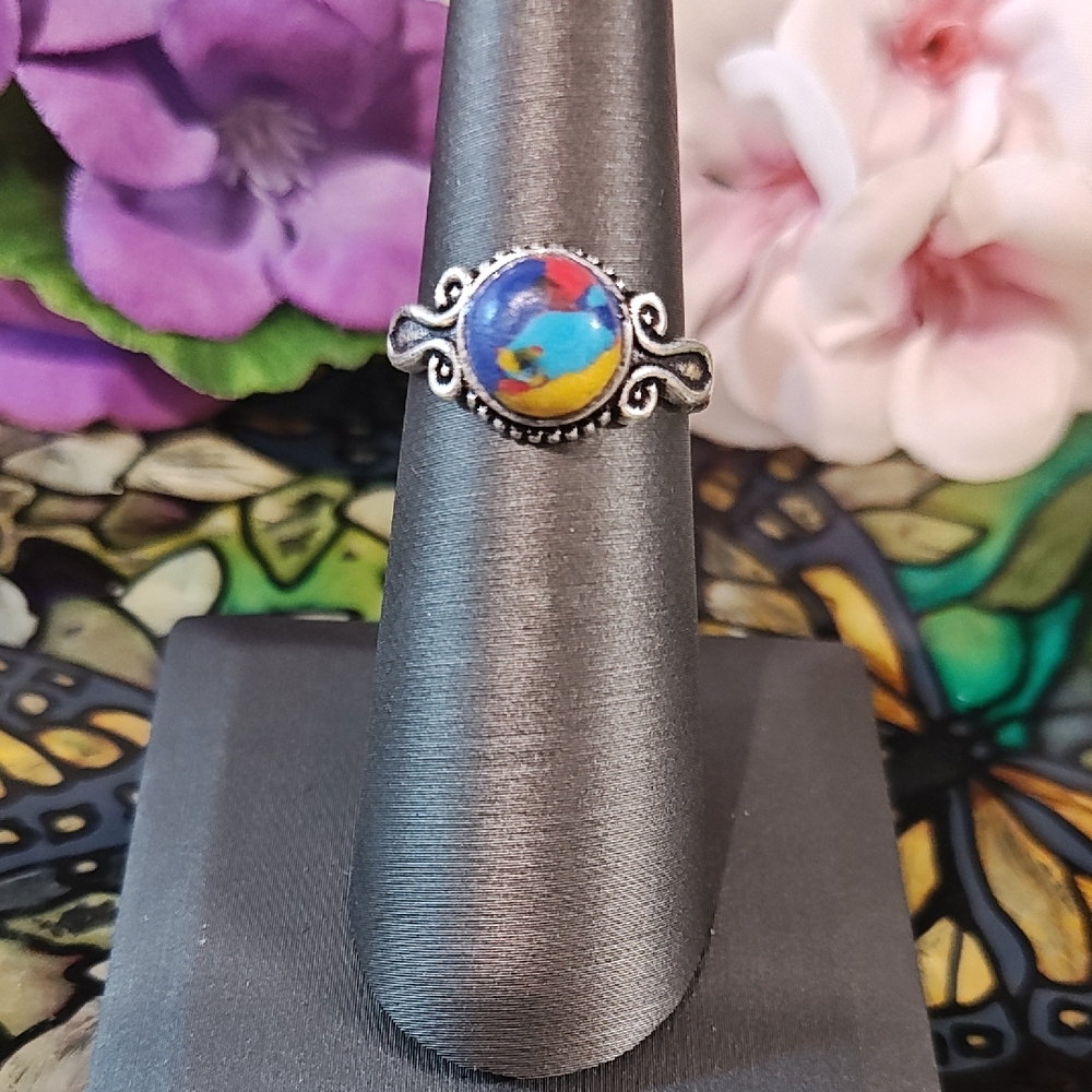 Rainbow Calsilica Ring - Size 6 1/4